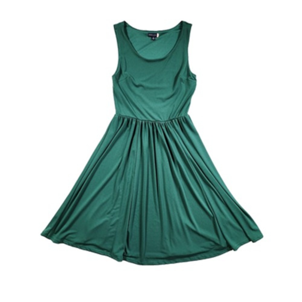 ModCloth Fit and Flare Dress Womens Small Green Sleeveless Scoop Neck Mini